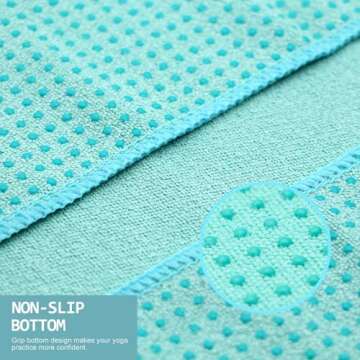 Eunzel Yoga Towel,Hot Yoga Mat Towel with Grip Dots Sweat Absorbent Non-Slip for Hot Yoga, Pilates a...