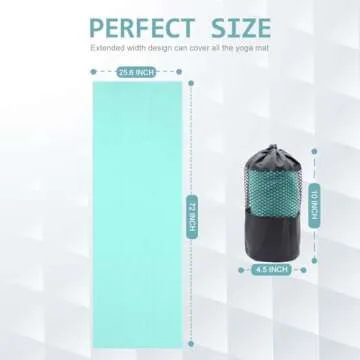 Eunzel Yoga Towel,Hot Yoga Mat Towel with Grip Dots Sweat Absorbent Non-Slip for Hot Yoga, Pilates and Workout 24" x72", Teal