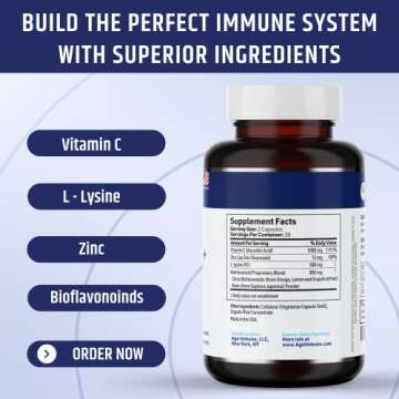 Vitamin C 1000mg Complex with L-Lysine 500mg, Zinc Gluconate 12mg, Bioflavonoids 300mg - Doctor Form...