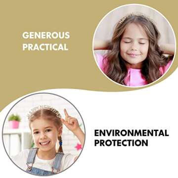 Beaupretty Happy New Year Headband Sparkly Crystal Party Headpieces Holiday Christmas Tiara for Women Kids Girls