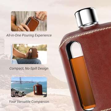 Ragproper Modern Glass Hip Flask - Durable Leather Covered Flask for Whiskey, Spirits, & Other Liquor - Ideal Glass Flask for Men & Women (Single Shot 100ml, Leather Dark Brown)