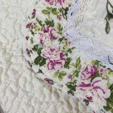 USTIDE Rustic Rose Flowers Area Carpet,Home Decor Cotton Pink Roses Pattern Bedroom Floor Rugs,Unique Quilted Washable Bathroom Rug 2x4 (Pink)