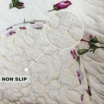 USTIDE Rustic Rose Flowers Area Carpet,Home Decor Cotton Pink Roses Pattern Bedroom Floor Rugs,Unique Quilted Washable Bathroom Rug 2x4 (Pink)