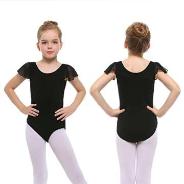 Stelle Girls Toddler Leotard for Ballet Dance Leotards Gymnastics Ruffle Short Sleeve Outfits (Black...
