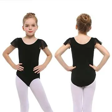 Stelle Girls Toddler Leotard for Ballet Dance Leotards Gymnastics Ruffle Short Sleeve Outfits (Black...