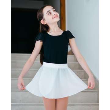 Stelle Girls Ballet Leotard - Black Ruffle Short Sleeve 5T