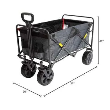 MacSports XL Heavy Duty Collapsible Outdoor Folding Camping Gear Grocery Cart Portable Lightweight Utility Adjustable Rolling Cart All Terrain Sports Beach Wagon with Cargo Net