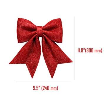 Large Red Glitter Bow for Christmas Tree and Gifts