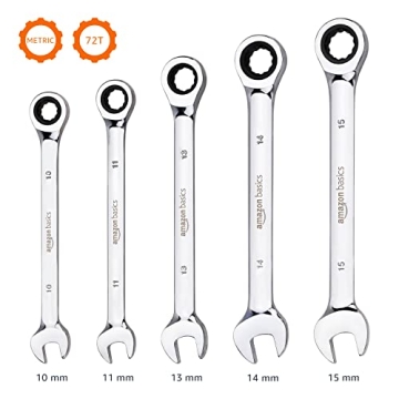 Affordable 5-Piece Ratcheting Wrench Set by Amazon Basics