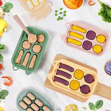 haakaa Silicone Baby Food Molds, Homemade Baby Food Containers with Three Kinds of Cute Animal Shapes,Provide nutritionally Complete and Delicious Food to Babies(Blush)