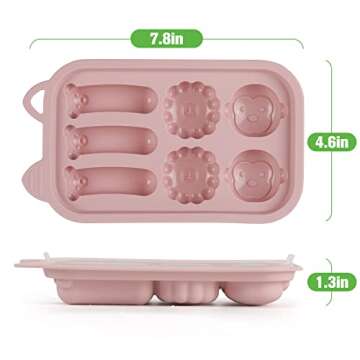 haakaa Silicone Baby Food Molds, Homemade Baby Food Containers with Three Kinds of Cute Animal Shapes,Provide nutritionally Complete and Delicious Food to Babies(Blush)