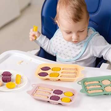 haakaa Silicone Baby Food Molds, Homemade Baby Food Containers with Three Kinds of Cute Animal Shapes,Provide nutritionally Complete and Delicious Food to Babies(Blush)