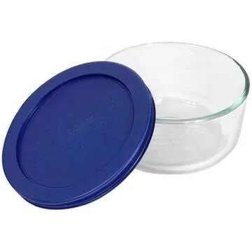 Pyrex 1 Cup Round Storage Dish with Blue Lid, Set of 6