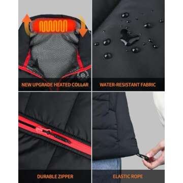 DOACE Heated Vest for Women, Smart Electric Heating Vest Rechargeable, 4 in 1 Smart Controller, Lights-out Design, Battery Not Included, Black, L