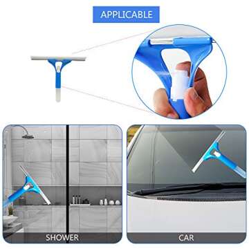 Ulihome Window Squeegee Cleaning Tool - Squeegee Window Cleaner with Spray Head and Scrubber, Window Washing Kit with Extension Pole, Outdoor Glass Washer for Shower, Car and High Windows (58 inches)