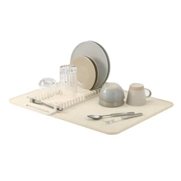 Umbra Udry Dish Rack and Microfiber Drying Mat – Compact Space-Saving Design for Easy Storage