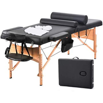 BestMassage Portable Massage Table - Height Adjustable Spa Bed with Bolster Pillows and Carry Bag