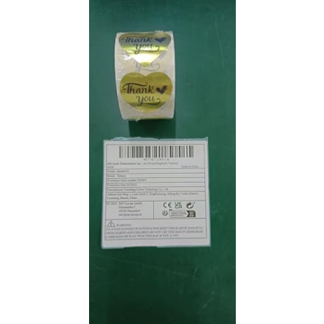 600 Gold Heart Thank You Stickers Roll with Perforation