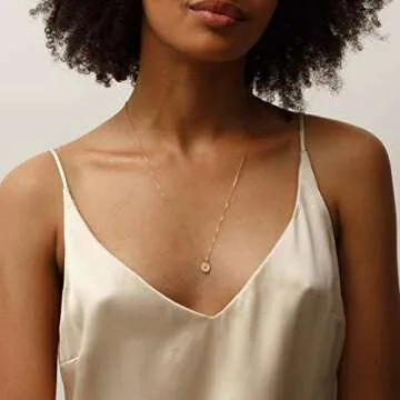 Endless Story 9mm Personalized Dainty Disk Necklace,Custom Initial Necklace,Mothers Necklace, Jewelr...