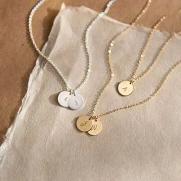 Endless Story 9mm Personalized Dainty Disk Necklace,Custom Initial Necklace,Mothers Necklace, Jewelry Gift for Her (14K Yellow Gold Filled)