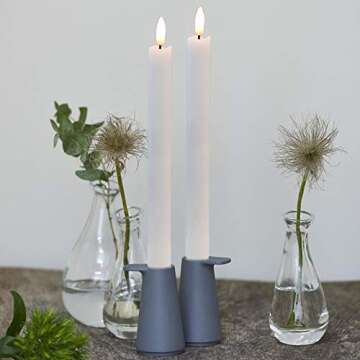 Eldnacele Flameless Taper Candles Flickering with Remote Timer Realistic 3D Wick, Battery Operated Window Taper Candlestick Set of 8 White for Christmas Festival Wedding Home Decoration – White