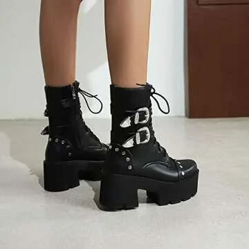 Stylish Gothic Platform Combat Boots for Women