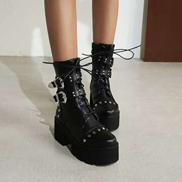 Stylish Gothic Platform Combat Boots for Women