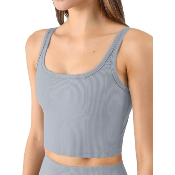 Chilylori Women's Seamless Sports Bra Workout Crop Top Ribbed Padded Longline Wirefree Medium Suppor...