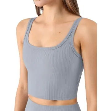 Chilylori Women's Seamless Sports Bra Workout Crop Top Ribbed Padded Longline Wirefree Medium Suppor...
