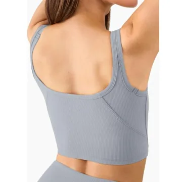 Chililori Women's Ribbed Sports Bra Medium Support Crop Top