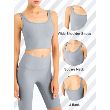 Chililori Women's Ribbed Sports Bra Medium Support Crop Top