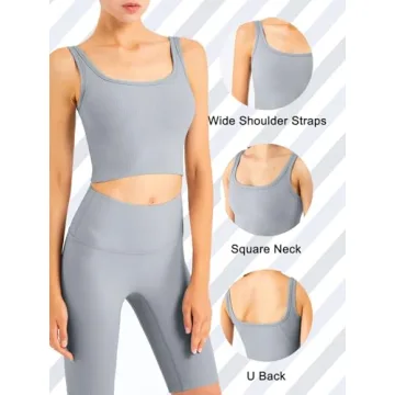 Chililori Women's Ribbed Sports Bra Medium Support Crop Top