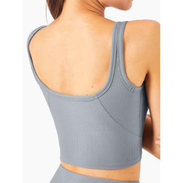 Chililori Women's Ribbed Sports Bra Medium Support Crop Top