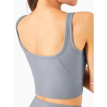 Chililori Women's Ribbed Sports Bra Medium Support Crop Top