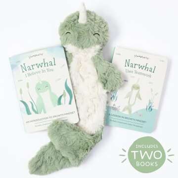 Slumberkins Narwhal Snuggler & Board Books Complete Set - Cuddle & Learn Bundle for Ages 0+