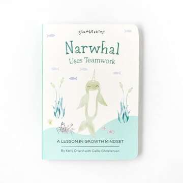 Slumberkins Narwhal Snuggler & Board Books Bundle - Growth & Learning