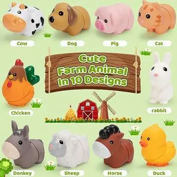V-Opitos 10 Pack Farm Animal Matching Toys, Montessori Gifts for 1-3 Year Old Toddlers