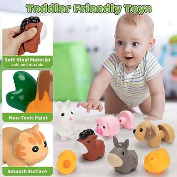 V-Opitos 10 Pack Farm Animal Matching Toys, Montessori Gifts for 1-3 Year Old Toddlers