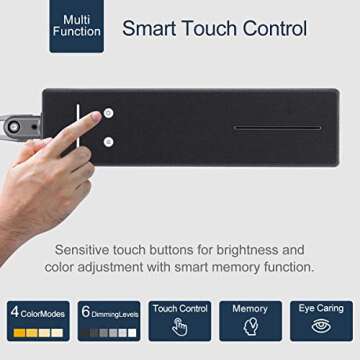 PHIVE LK-1 Architect Desk Lamp with Metal Swing Arm, Dimmable Workbench Lamp (4 Lighting Modes, 6 Brightness Levels), Eye-Caring Architect Task Table Light, Clamp on Desk Light for Office, Drawing