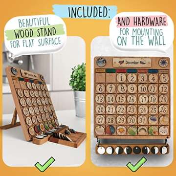 SkoolHQ Wooden Calendar for Kids - Engaging Learning Tool
