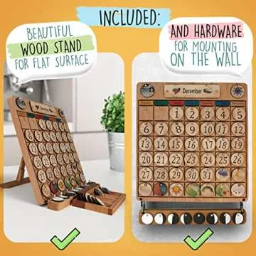 SkoolHQ Wooden Calendar for Kids - Engaging Learning Tool