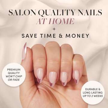 Glamnetic Press On Nails - Rock Candy | Trendy Short Almond Nails with Metallic Chrome Pink French T...