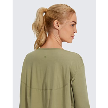 CRZ YOGA Long Sleeve Pima Cotton Shirts Comfortable Workout Wear