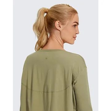 CRZ YOGA Long Sleeve Pima Cotton Shirts Comfortable Workout Wear