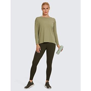CRZ YOGA Long Sleeve Pima Cotton Shirts Comfortable Workout Wear