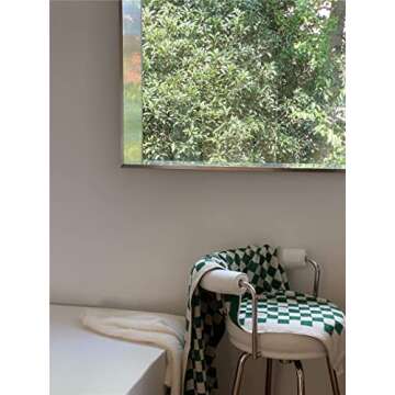 Checkered Hand Towels Minimalist Checkerboard Fingertip Towels Bath Towel Set for Bathroom Dorm Teens (Hand Towels, Green)