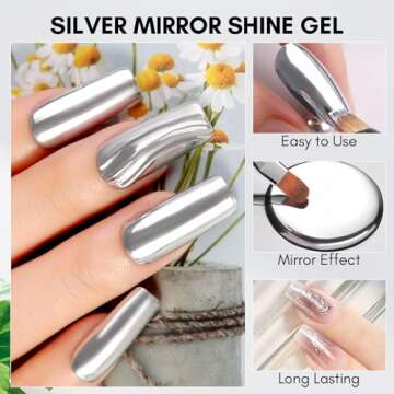 Makartt 8ml Mirror Shine Gel Metallic Silver Gel UV/LED Gel Metal Painting Gel Drawing Mirror Nail g...