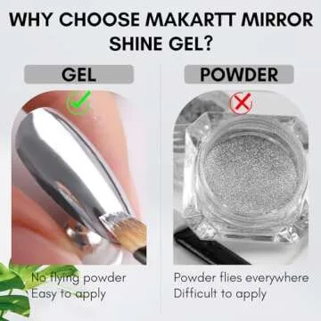 Makartt 8ml Mirror Shine Gel Metallic Silver Gel UV/LED Gel Metal Painting Gel Drawing Mirror Nail gel for Nail Art Designs