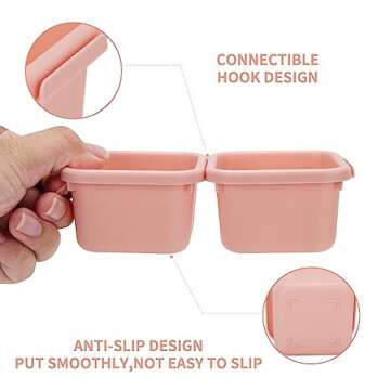 KeFanta 42 Pack Desk Drawer Organizers,Interlocking Junk Drawer Organizers and Storage with 3 Sizes,Desk Drawer Tray Organizer for Office,Bathroom,Kitchen,Makeup(pink)