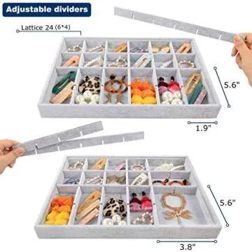 Mebbay Jewelry Organizer Drawer Set of 4, 13.9" Stackable Jewelry Organizer Trays for Earring, Necklace, Bracelet, Ring (Grey)